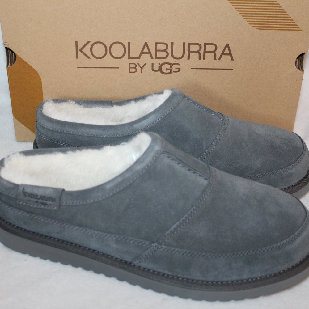 NIB UGG KOOLABURRA MEN'S SUEDE‎ FUR SLIPPERS GRAY